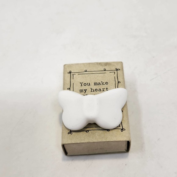 Butterfly White Ceramic Trinket Gift You Make My Heart Flutter Love Mini - Picture 3 of 5